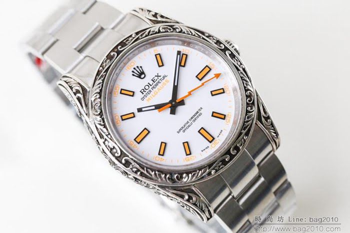 ROLEX勞力士 新品上市 N9最新力作 雕刻手工 純銀殼套 瑞士ETA2824自動上旋機芯 超強防水 鱷魚皮錶帶 高檔男士腕表  wssb4774